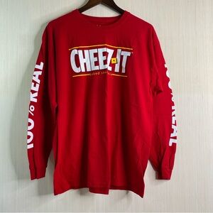 Kellogg’s Cheez-It Logo 100% REAL Long Sleeve Crew Neck T-Shirt Red XL